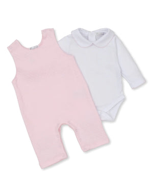 Kissy Kissy Classic Jaquard Pink Dungaree Overalls