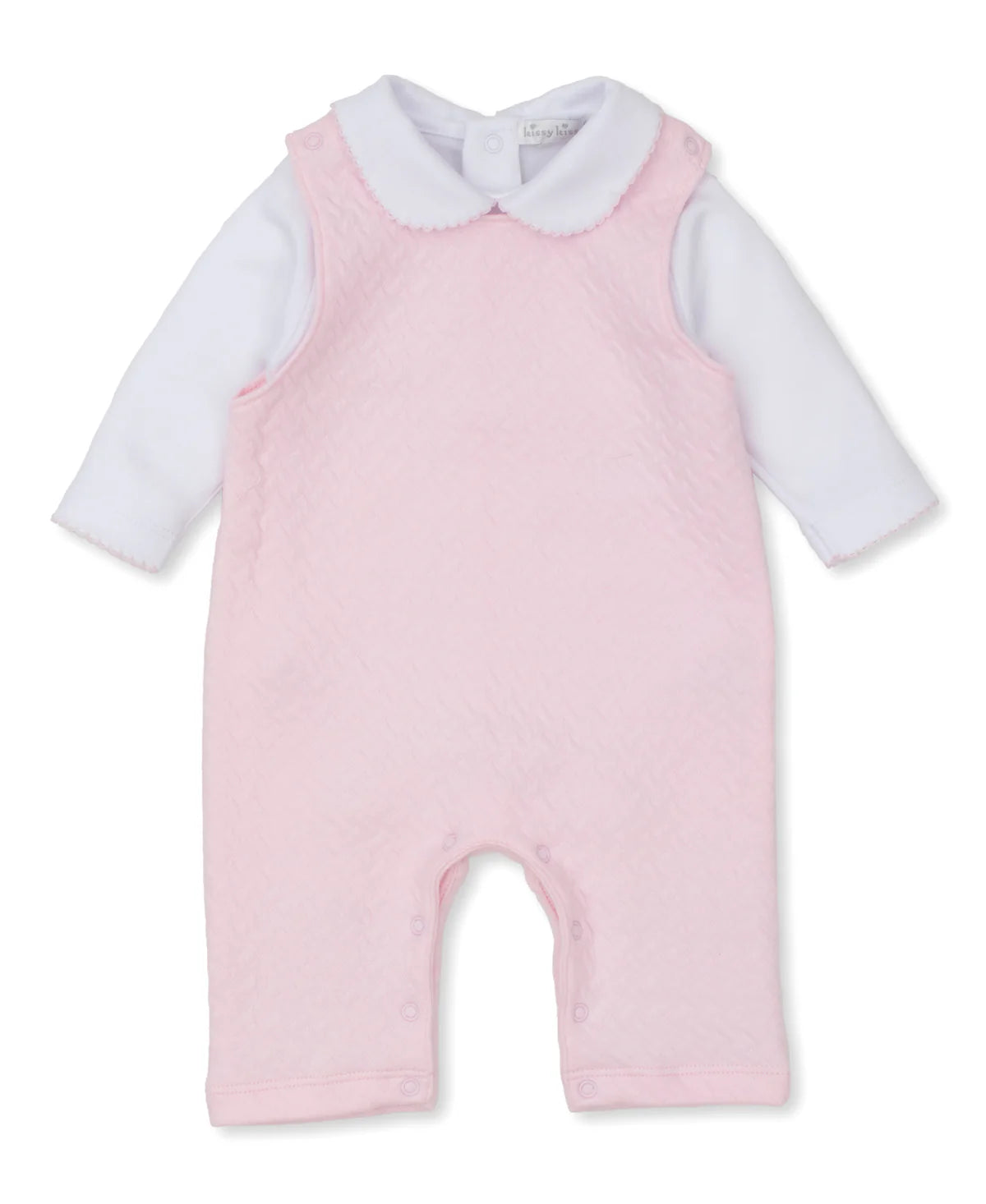 Kissy Kissy Classic Jaquard Pink Dungaree Overalls