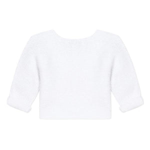 Garter Knit White Cardigan – Pure Baby